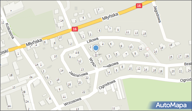 Łasin, Wyszyńskiego Stefana, ks. kard., 11, mapa Łasin