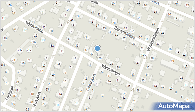 Leszno, Wybickiego Józefa, gen., 28, mapa Leszno