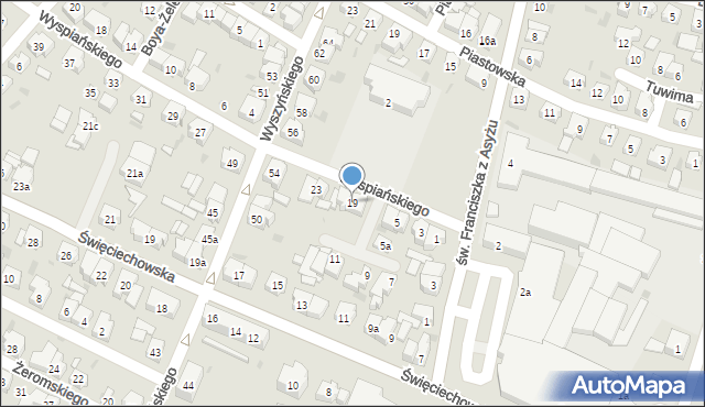 Leszno, Wyspiańskiego Stanisława, 19, mapa Leszno