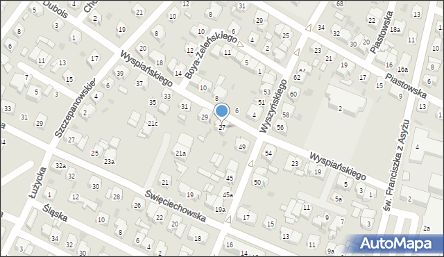 Leszno, Wyspiańskiego Stanisława, 27, mapa Leszno