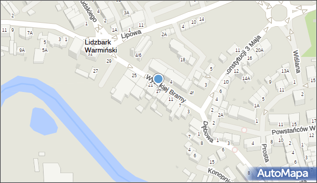 Lidzbark Warmiński, Wysokiej Bramy, 19, mapa Lidzbark Warmiński