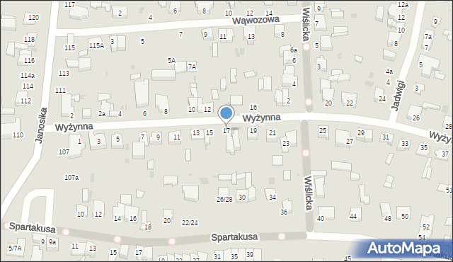 Łódź, Wyżynna, 17, mapa Łodzi