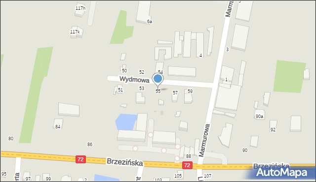 Łódź, Wydmowa, 55, mapa Łodzi