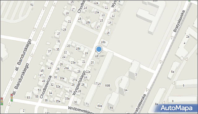 Łódź, Wyspiańskiego Stanisława, 18a, mapa Łodzi