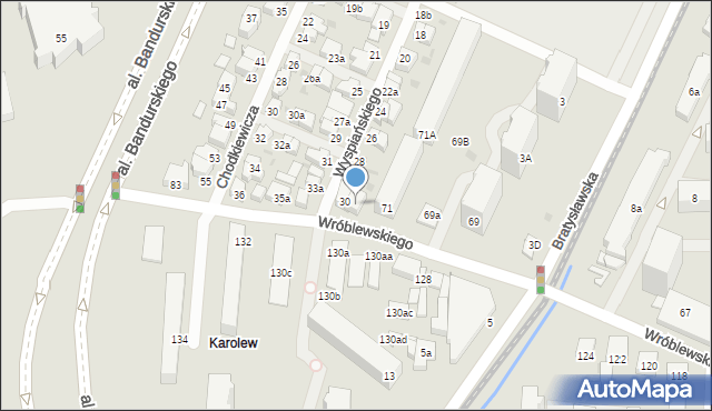 Łódź, Wyspiańskiego Stanisława, 30A, mapa Łodzi