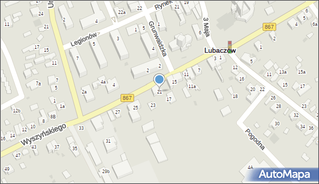 Lubaczów, Wyszyńskiego Stefana, ks. kard., 21, mapa Lubaczów