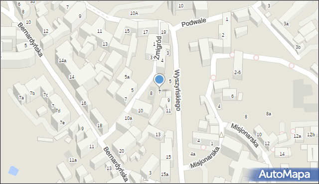 Lublin, Wyszyńskiego Stefana, ks. prym. kard., 7, mapa Lublina