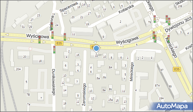 Lublin, Wyścigowa, 12, mapa Lublina