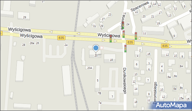Lublin, Wyścigowa, 20, mapa Lublina