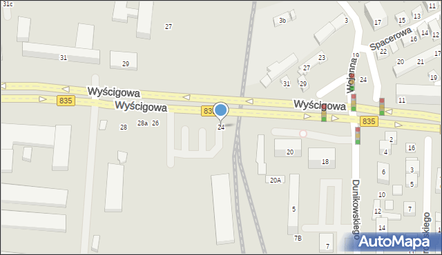 Lublin, Wyścigowa, 24, mapa Lublina