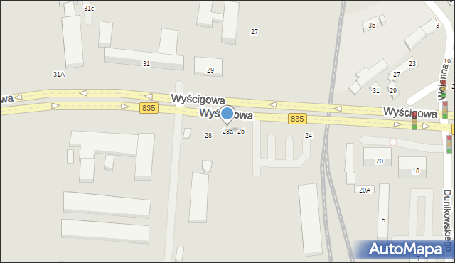 Lublin, Wyścigowa, 28a, mapa Lublina