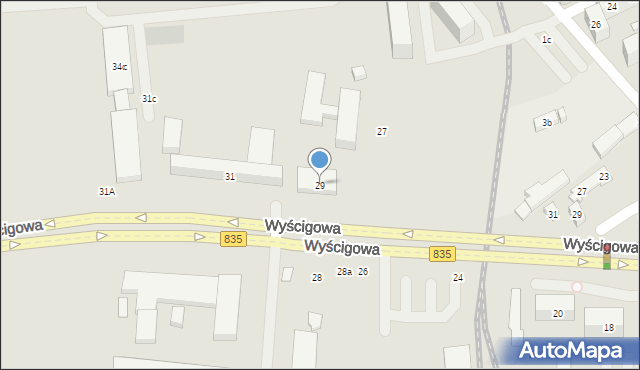 Lublin, Wyścigowa, 29, mapa Lublina