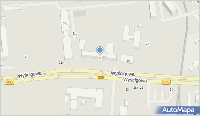 Lublin, Wyścigowa, 31, mapa Lublina