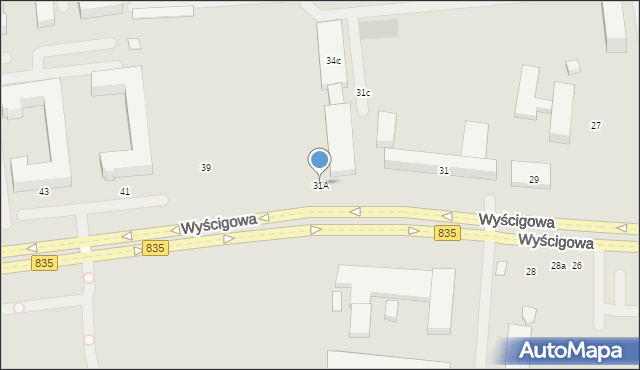 Lublin, Wyścigowa, 31A, mapa Lublina