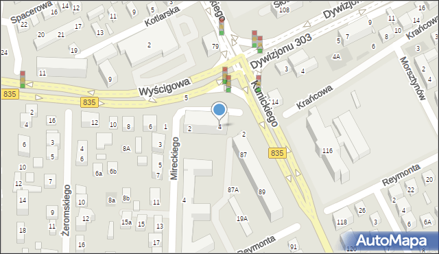 Lublin, Wyścigowa, 4, mapa Lublina