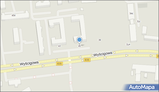 Lublin, Wyścigowa, 41, mapa Lublina