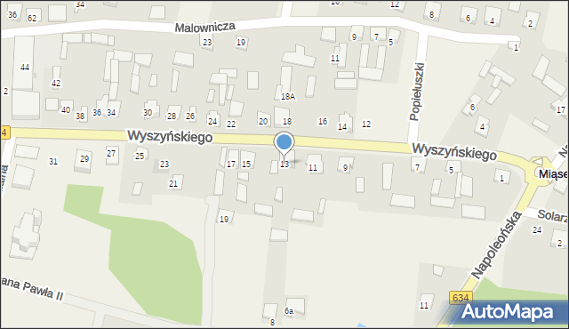 Miąse, Wyszyńskiego Stefana, ks. kard., 13, mapa Miąse