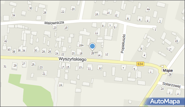 Miąse, Wyszyńskiego Stefana, ks. kard., 16, mapa Miąse