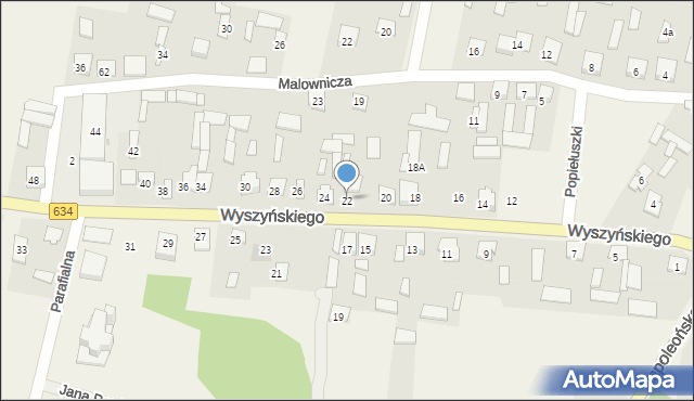 Miąse, Wyszyńskiego Stefana, ks. kard., 22, mapa Miąse