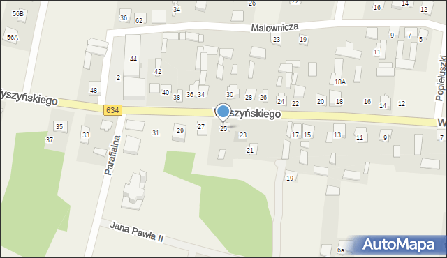 Miąse, Wyszyńskiego Stefana, ks. kard., 25, mapa Miąse