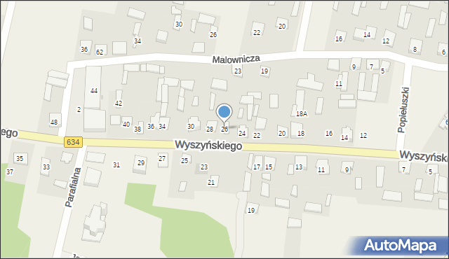 Miąse, Wyszyńskiego Stefana, ks. kard., 26, mapa Miąse