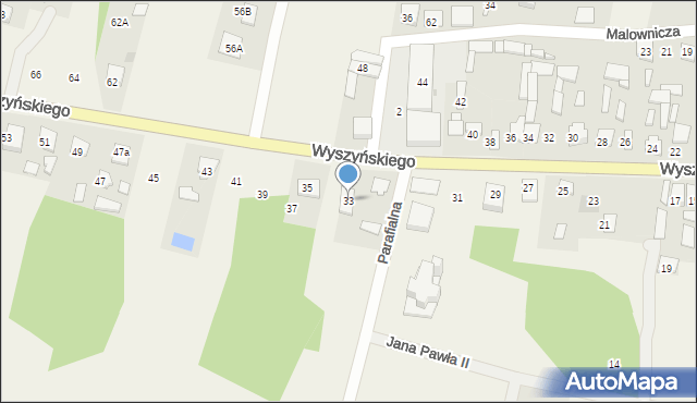 Miąse, Wyszyńskiego Stefana, ks. kard., 33, mapa Miąse