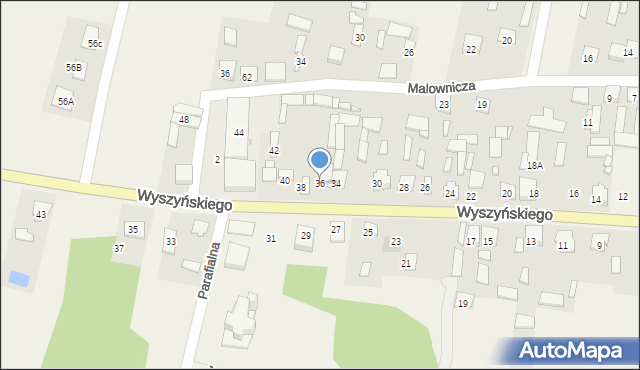 Miąse, Wyszyńskiego Stefana, ks. kard., 36, mapa Miąse