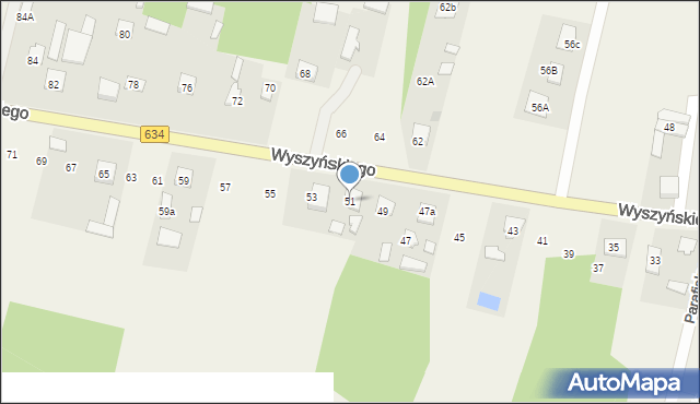 Miąse, Wyszyńskiego Stefana, ks. kard., 51, mapa Miąse