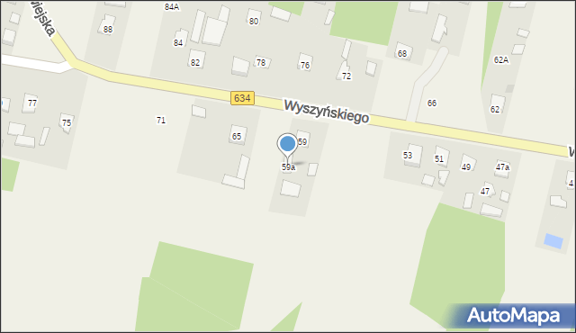 Miąse, Wyszyńskiego Stefana, ks. kard., 59a, mapa Miąse