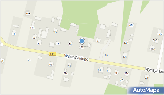 Miąse, Wyszyńskiego Stefana, ks. kard., 72, mapa Miąse