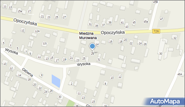 Miedzna Murowana, Wysoka, 29, mapa Miedzna Murowana