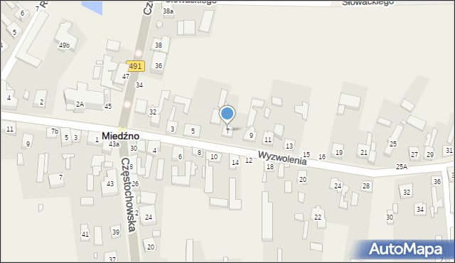 Miedźno, Wyzwolenia, 7, mapa Miedźno