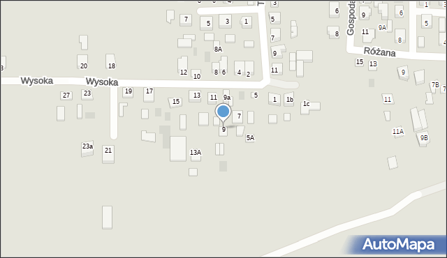 Międzyrzec Podlaski, Wysoka, 9, mapa Międzyrzec Podlaski