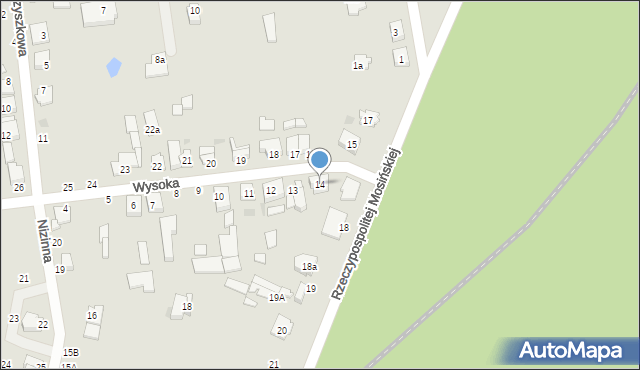Mosina, Wysoka, 14, mapa Mosina