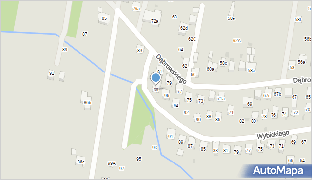 Myślenice, Wybickiego Józefa, gen., 98, mapa Myślenice