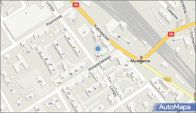 Mysłowice, Wyspiańskiego Stanisława, 4a, mapa Mysłowice