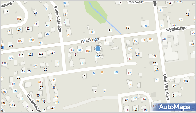 Mysłowice, Wybickiego Józefa, gen., 105, mapa Mysłowice