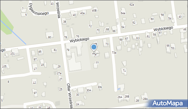 Mysłowice, Wybickiego Józefa, gen., 77a, mapa Mysłowice