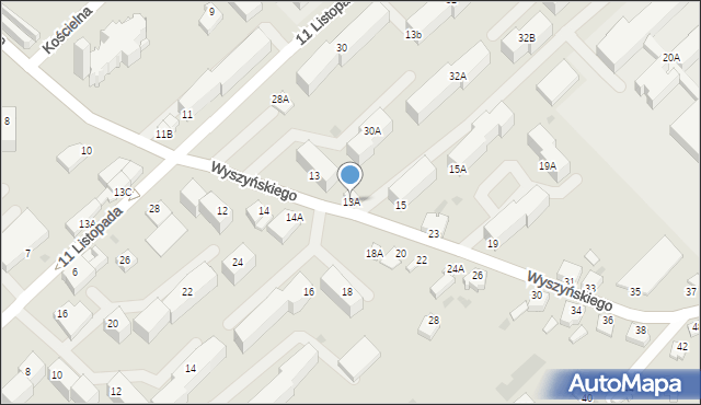 Myszków, Wyszyńskiego Stefana, ks. prym. kard., 13A, mapa Myszków