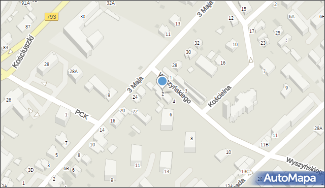 Myszków, Wyszyńskiego Stefana, ks. prym. kard., 2, mapa Myszków