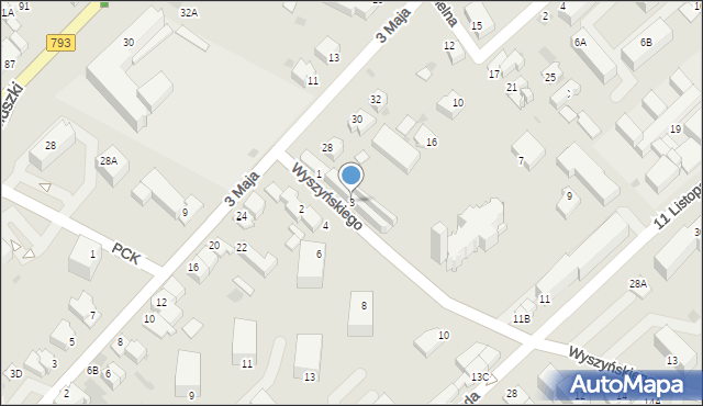 Myszków, Wyszyńskiego Stefana, ks. prym. kard., 3, mapa Myszków