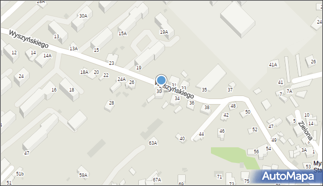Myszków, Wyszyńskiego Stefana, ks. prym. kard., 32, mapa Myszków