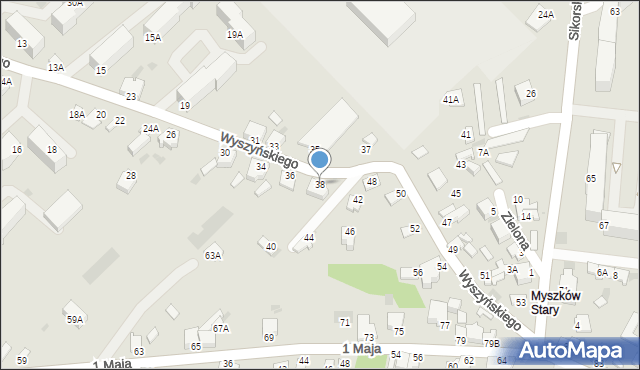 Myszków, Wyszyńskiego Stefana, ks. prym. kard., 38, mapa Myszków