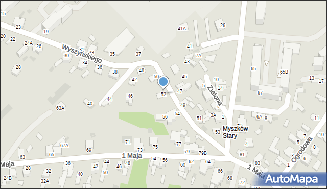 Myszków, Wyszyńskiego Stefana, ks. prym. kard., 52, mapa Myszków