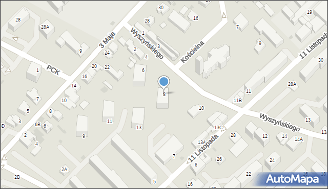 Myszków, Wyszyńskiego Stefana, ks. prym. kard., 8, mapa Myszków