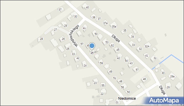 Niedomice, Wyspiańskiego Stanisława, 45a, mapa Niedomice