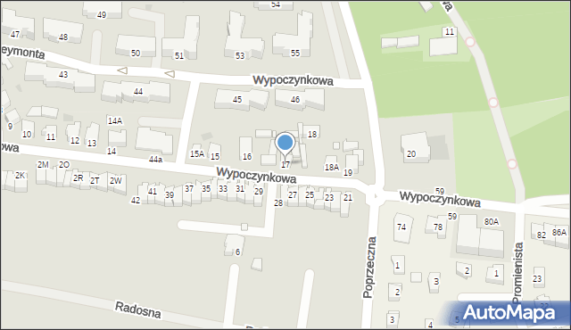 Nowy Tomyśl, Wypoczynkowa, 17, mapa Nowy Tomyśl