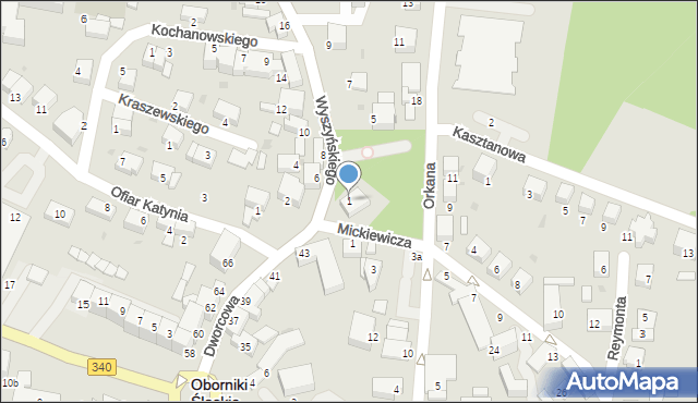 Oborniki Śląskie, Wyszyńskiego Stefana, ks. kard., 1, mapa Oborniki Śląskie