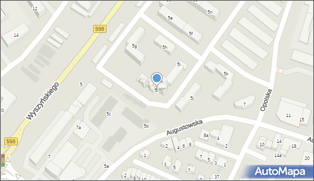 Olsztyn, Wyszyńskiego Stefana, ks. kard., 5i, mapa Olsztyna