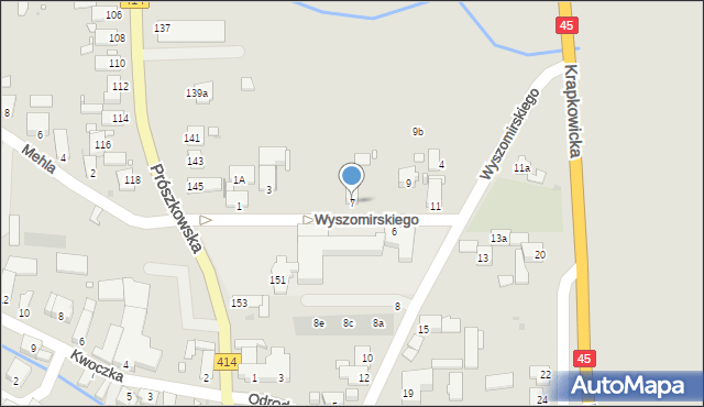 Opole, Wyszomirskiego Bogumiła, 7, mapa Opola